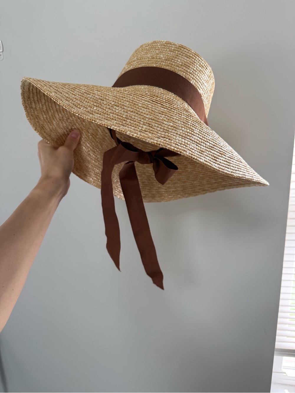 Straw Sun Hat with Brown Tie - Picture 7 of 12